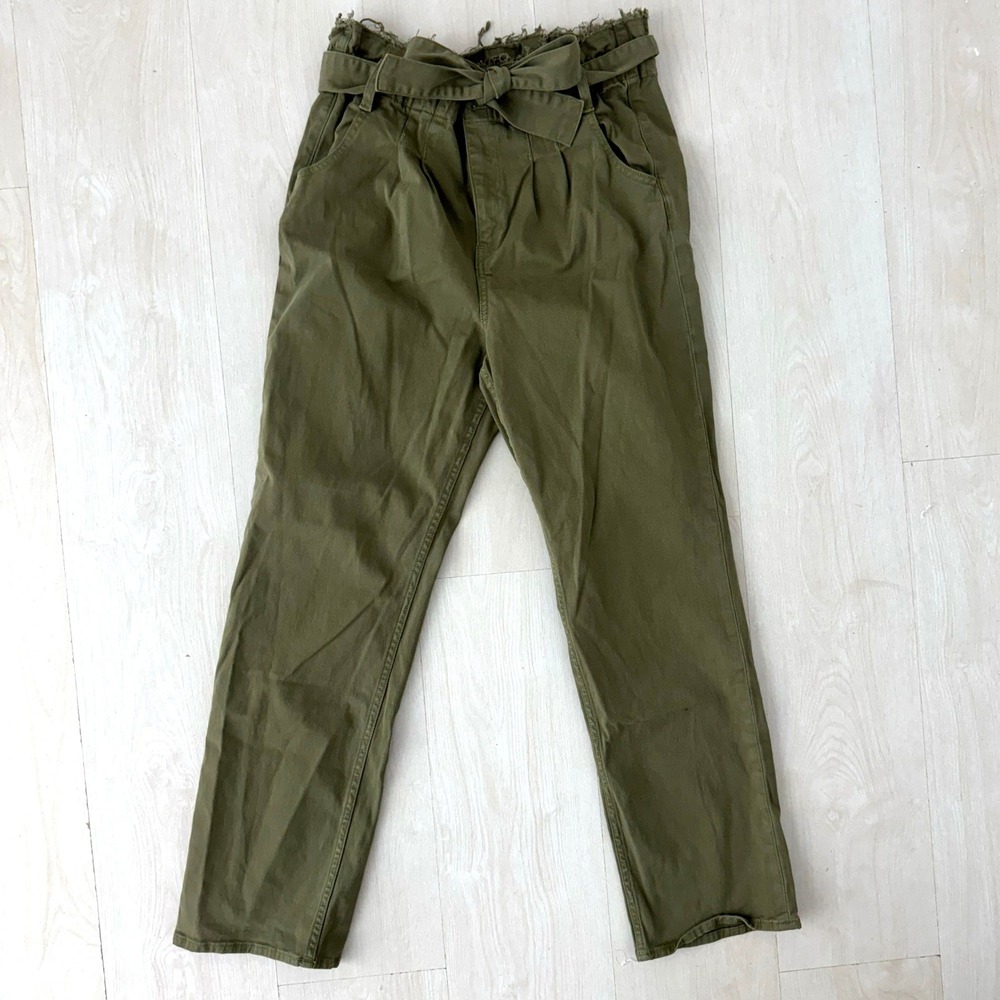 Hudson Remi Paperbag Straight Pants Womens 29 Green Utility Military Gorpcore